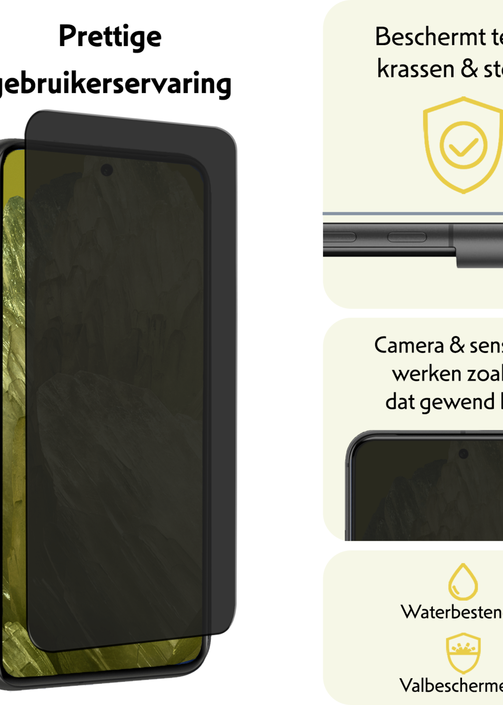 LUQ Screenprotector Geschikt voor Google Pixel 8a Privacy Screenprotector Bescherm Glas - Privacy Screenprotector Geschikt voor Google Pixel 8a Screenprotector Glas