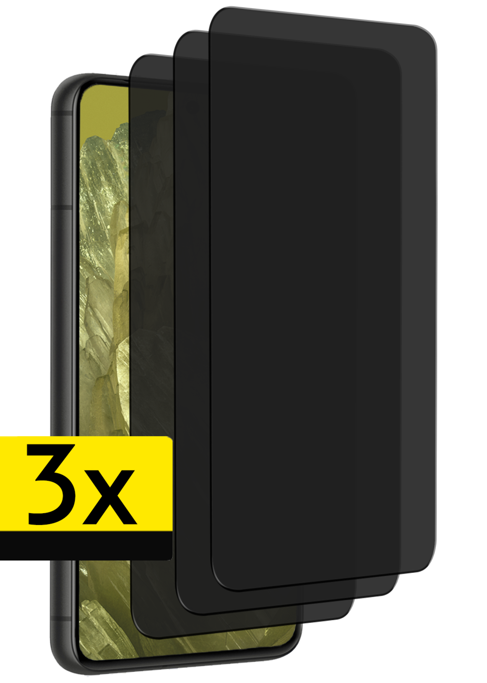 LUQ Screenprotector Geschikt voor Google Pixel 8a Privacy Screenprotector Bescherm Glas - Privacy Screenprotector Geschikt voor Google Pixel 8a Screenprotector Glas - 3 Stuks