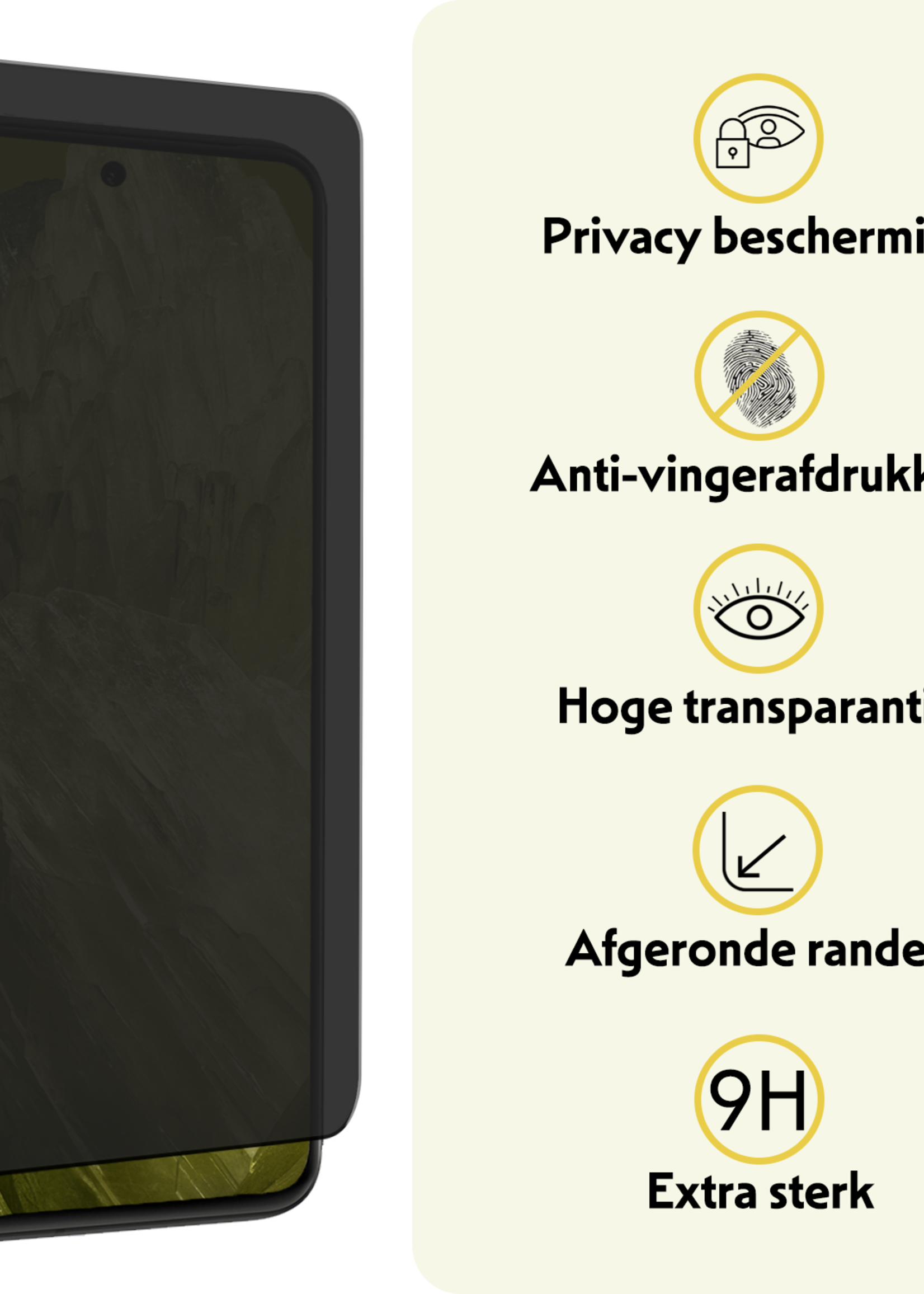 LUQ Screenprotector Geschikt voor Google Pixel 8a Privacy Screenprotector Bescherm Glas - Privacy Screenprotector Geschikt voor Google Pixel 8a Screenprotector Glas - 3 Stuks