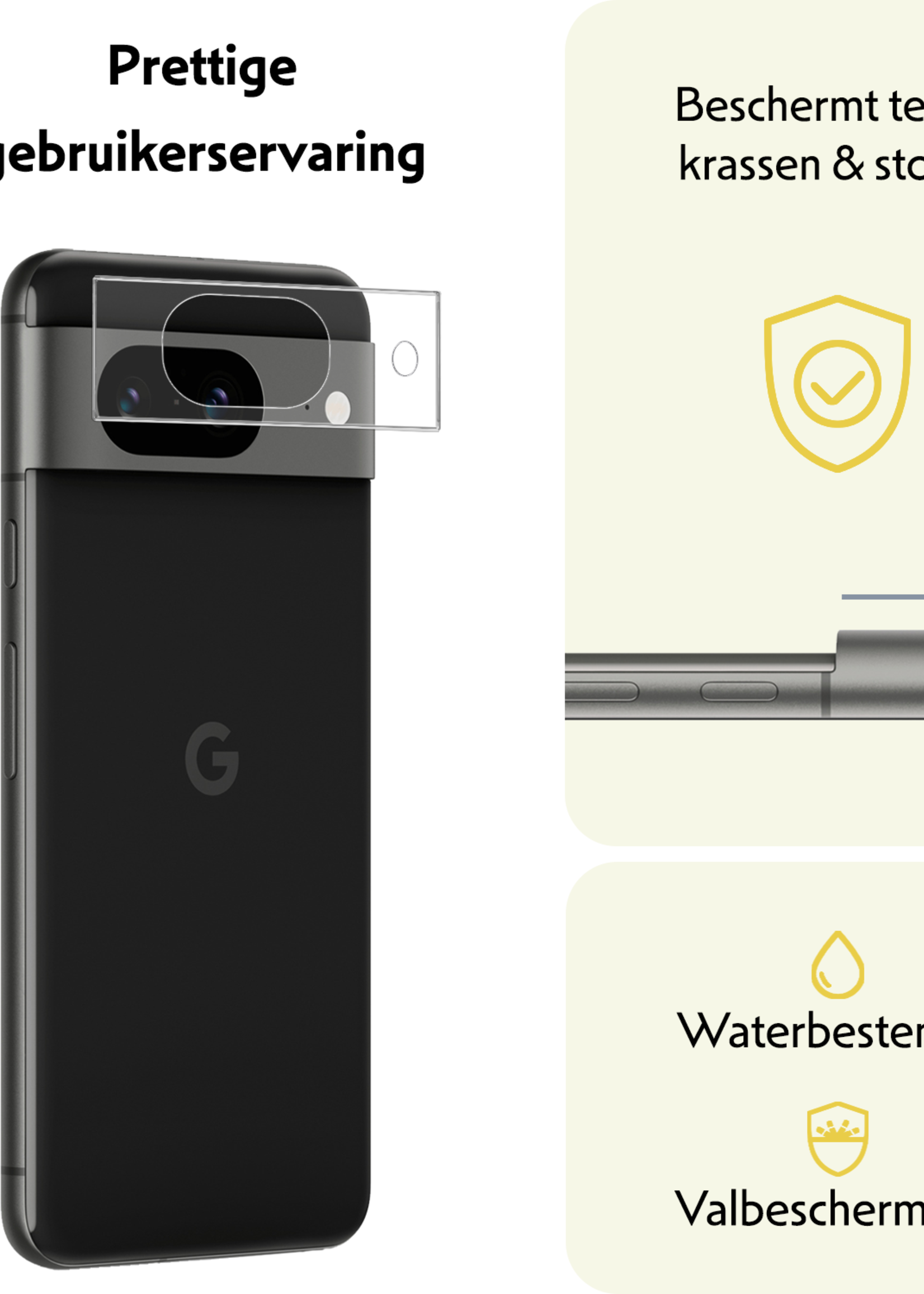 LUQ Screenprotector Geschikt voor Google Pixel 8a Camera Screenprotector Tempered Glass - Screenprotector Geschikt voor Google Pixel 8a Screenprotector Camera Screenprotector - 2 Stuks