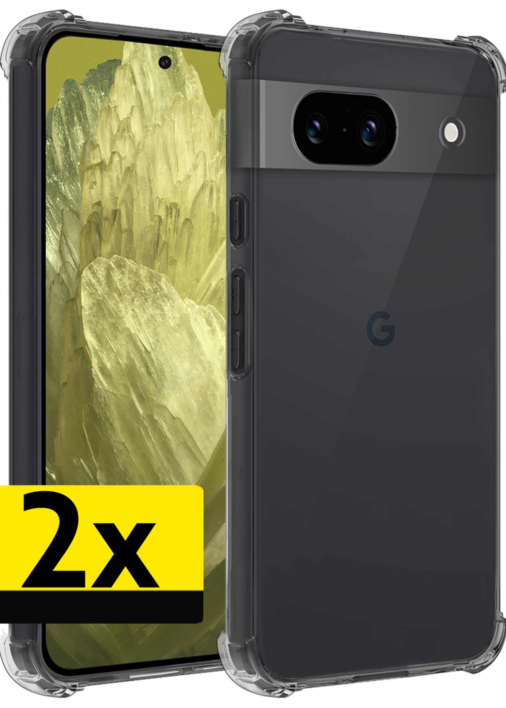 LUQ Hoesje Geschikt voor Google Pixel 8a Hoesje Shockproof Case Siliconen - Hoes Geschikt voor Google Pixel 8a Hoes Cover Siliconen - Transparant - 2 Stuks