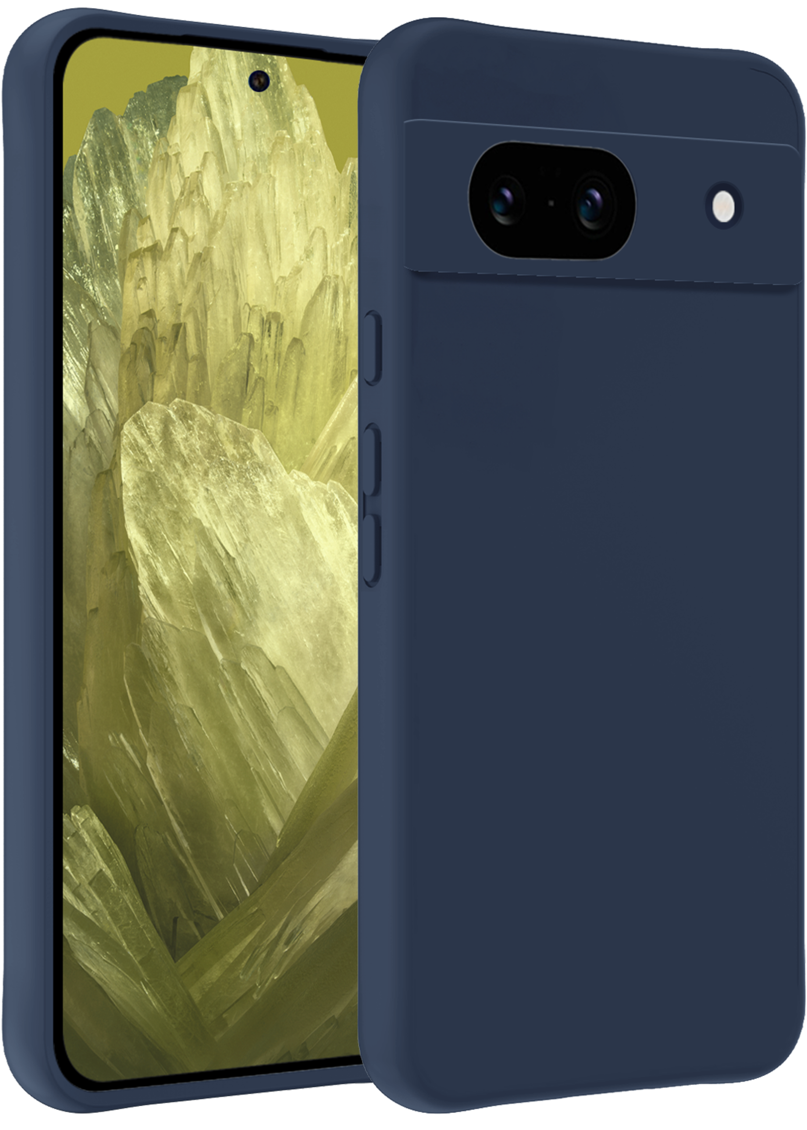 LUQ Hoesje Geschikt voor Google Pixel 8a Hoesje Siliconen Case - Hoes Geschikt voor Google Pixel 8a Hoes Siliconen - Donkerblauw