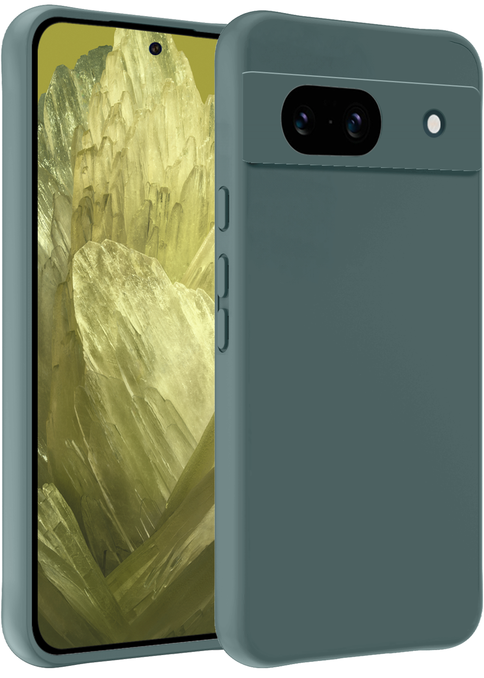 LUQ Hoesje Geschikt voor Google Pixel 8a Hoesje Siliconen Case - Hoes Geschikt voor Google Pixel 8a Hoes Siliconen - Donkergroen