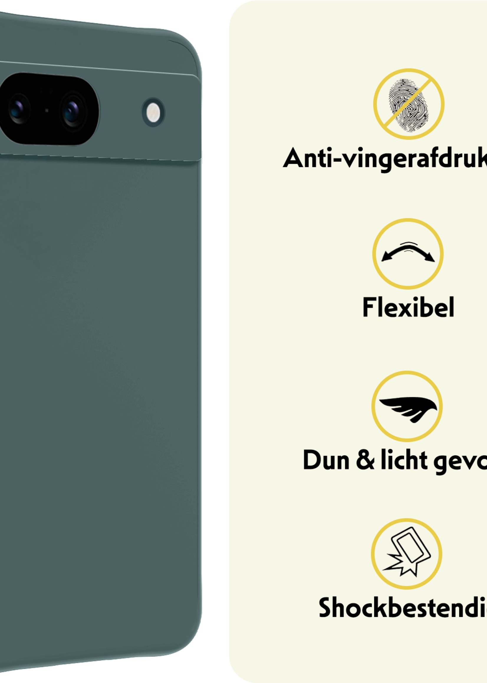 LUQ Hoesje Geschikt voor Google Pixel 8a Hoesje Siliconen Case - Hoes Geschikt voor Google Pixel 8a Hoes Siliconen - Donkergroen