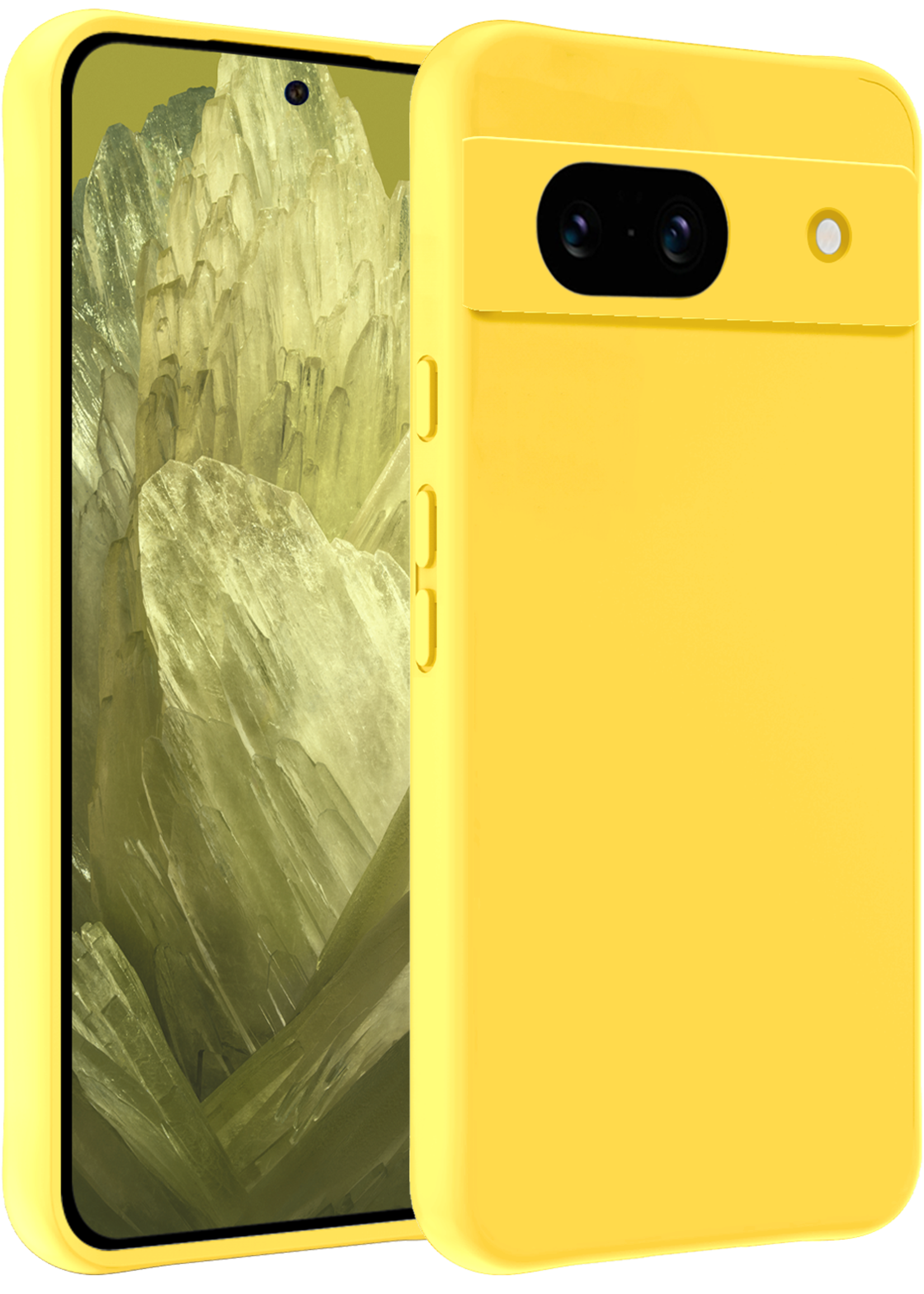 LUQ Hoesje Geschikt voor Google Pixel 8a Hoesje Siliconen Case - Hoes Geschikt voor Google Pixel 8a Hoes Siliconen - Geel