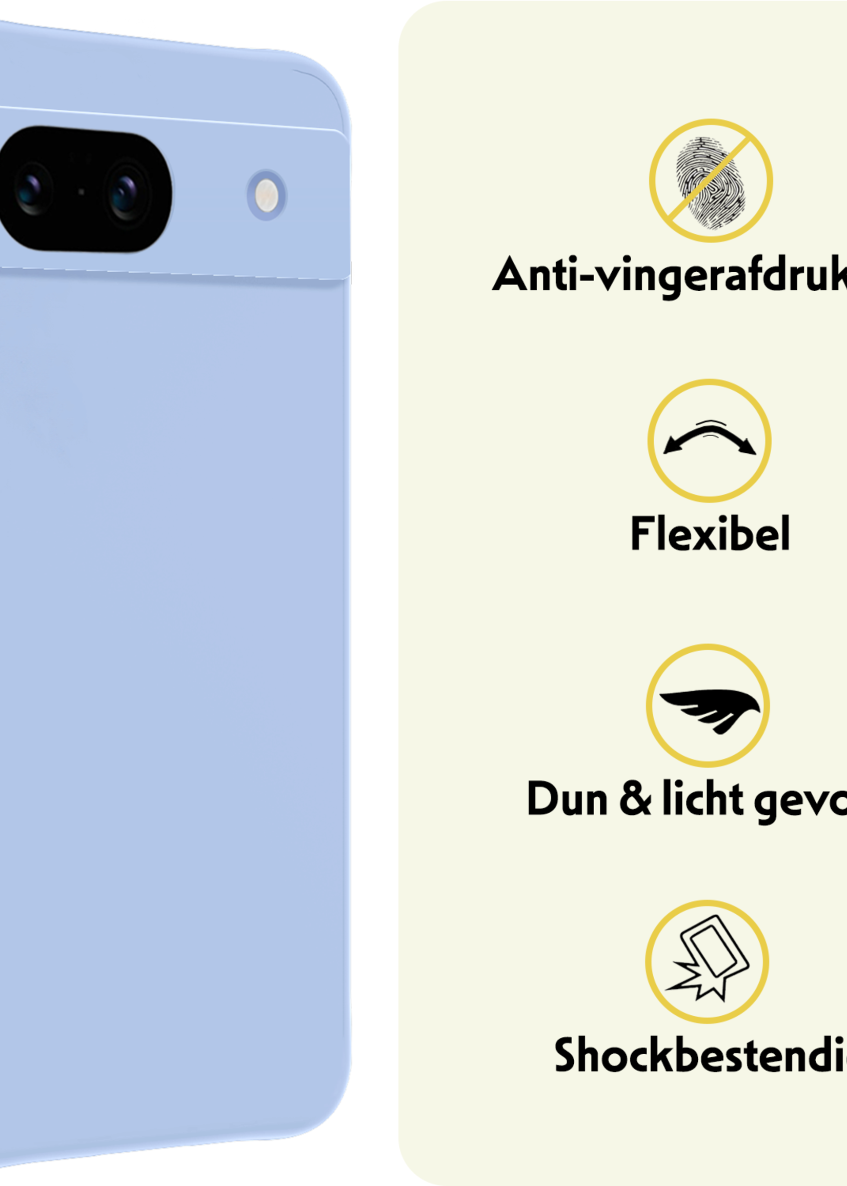 LUQ Hoesje Geschikt voor Google Pixel 8a Hoesje Siliconen Case - Hoes Geschikt voor Google Pixel 8a Hoes Siliconen - Lichtblauw