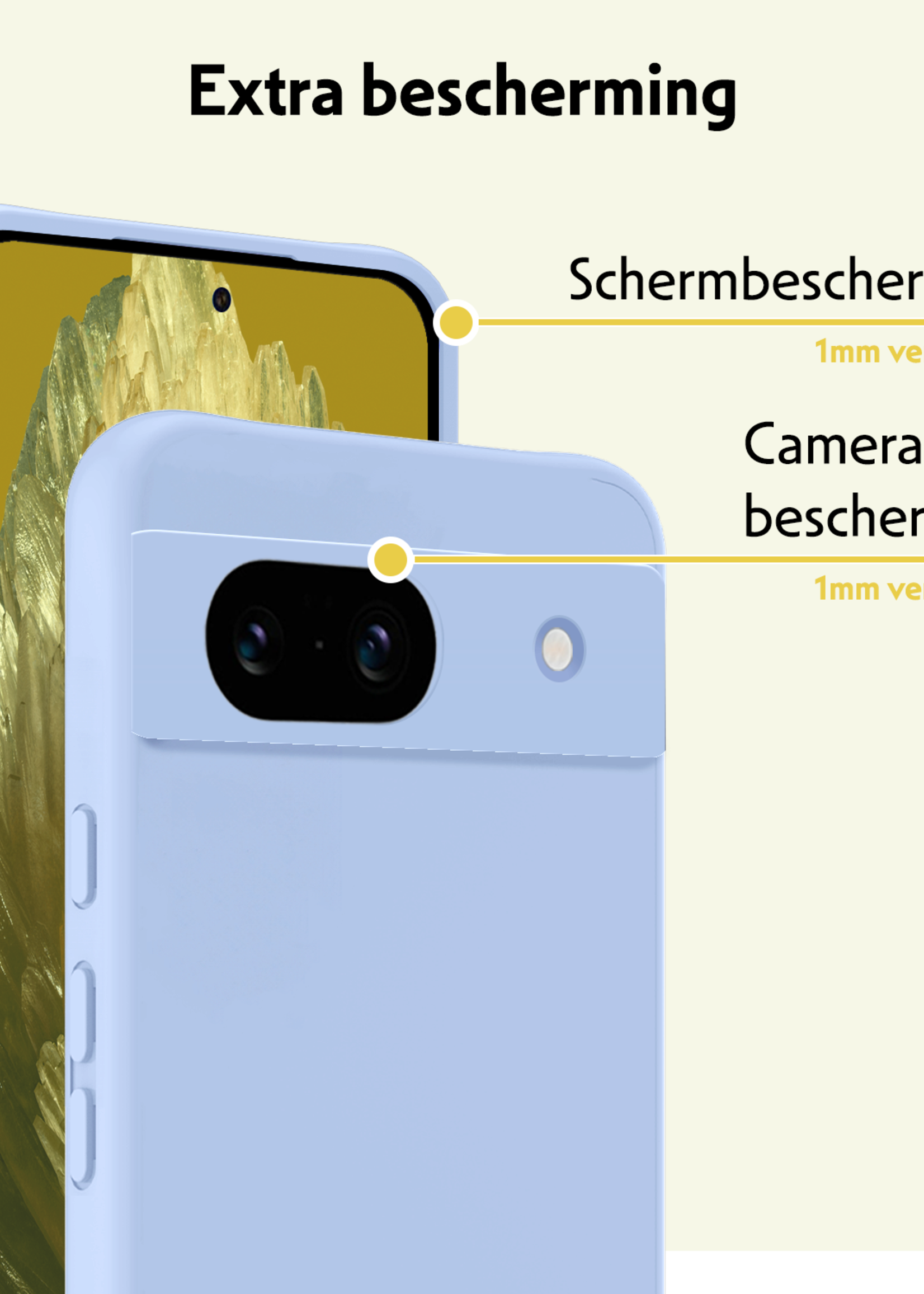 LUQ Hoesje Geschikt voor Google Pixel 8a Hoesje Siliconen Case - Hoes Geschikt voor Google Pixel 8a Hoes Siliconen - Lichtblauw