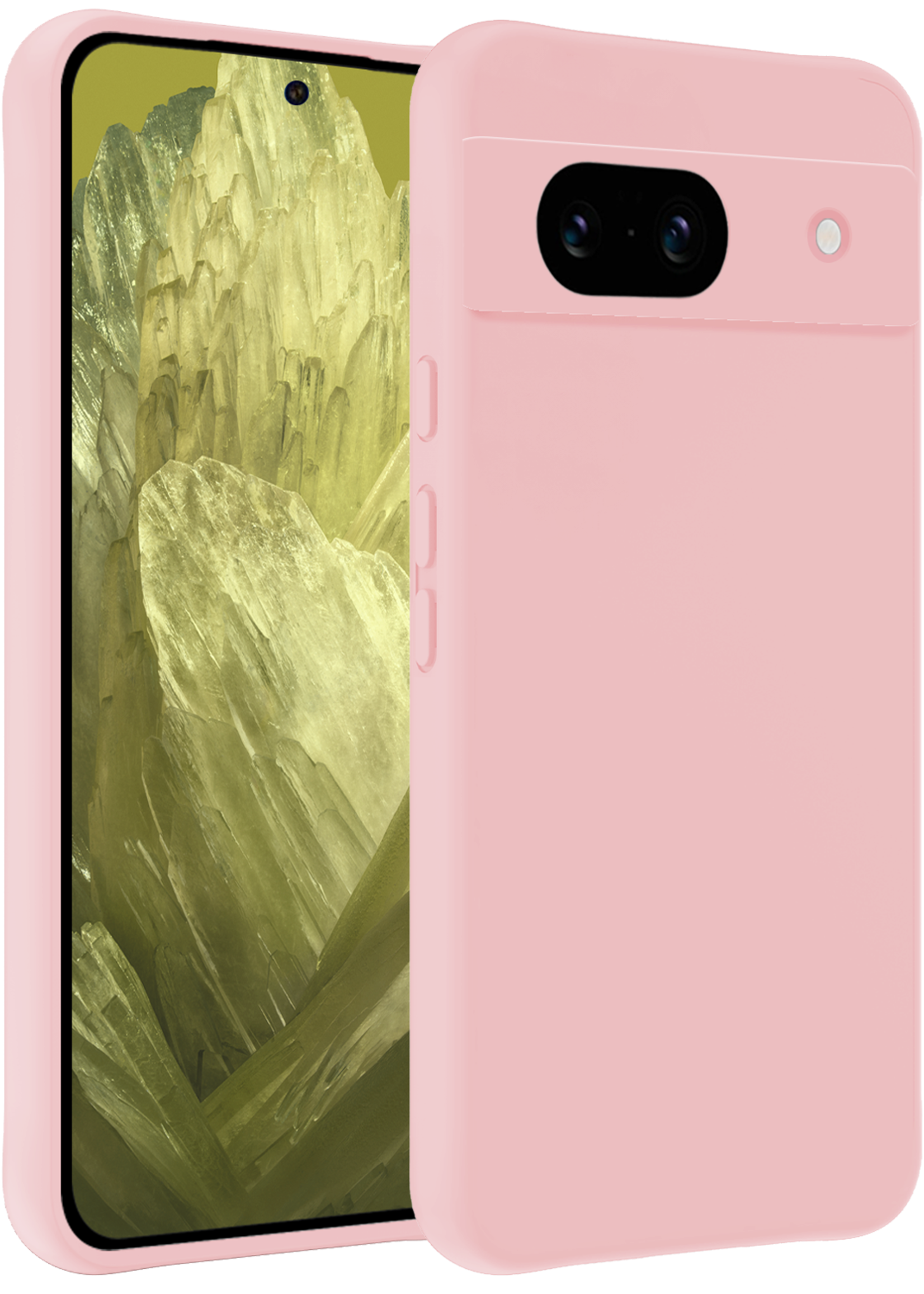 LUQ Hoesje Geschikt voor Google Pixel 8a Hoesje Siliconen Case - Hoes Geschikt voor Google Pixel 8a Hoes Siliconen - Lichtroze