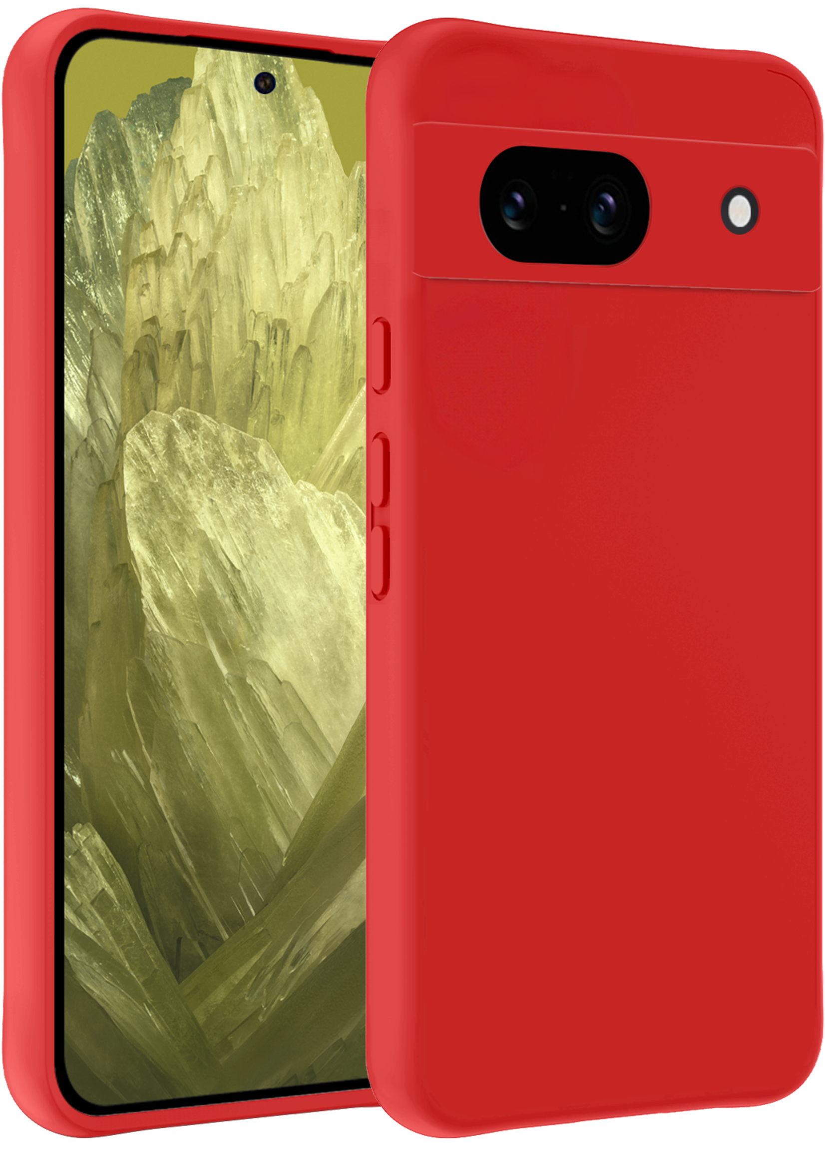 LUQ Hoesje Geschikt voor Google Pixel 8a Hoesje Siliconen Case - Hoes Geschikt voor Google Pixel 8a Hoes Siliconen - Rood