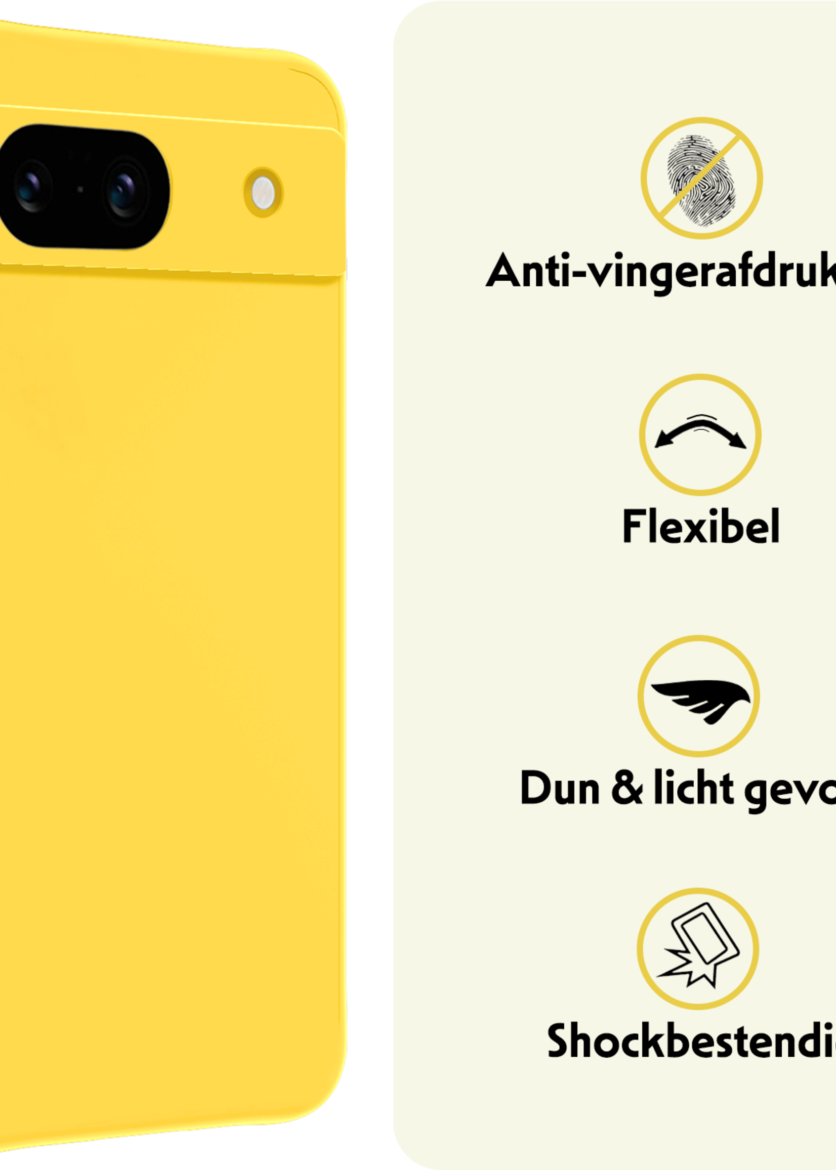 LUQ Hoesje Geschikt voor Google Pixel 8a Hoesje Siliconen Case - Hoes Geschikt voor Google Pixel 8a Hoes Siliconen - Geel - 2 Stuks