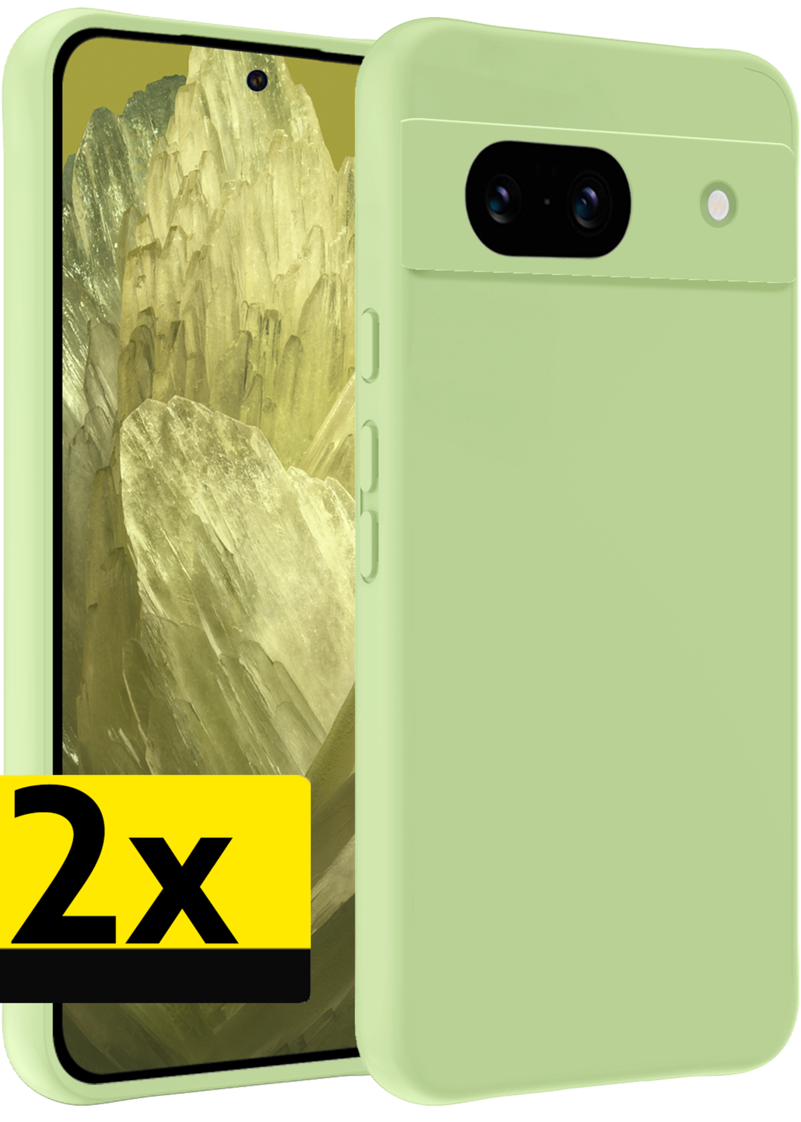 LUQ Hoesje Geschikt voor Google Pixel 8a Hoesje Siliconen Case - Hoes Geschikt voor Google Pixel 8a Hoes Siliconen - Groen - 2 Stuks