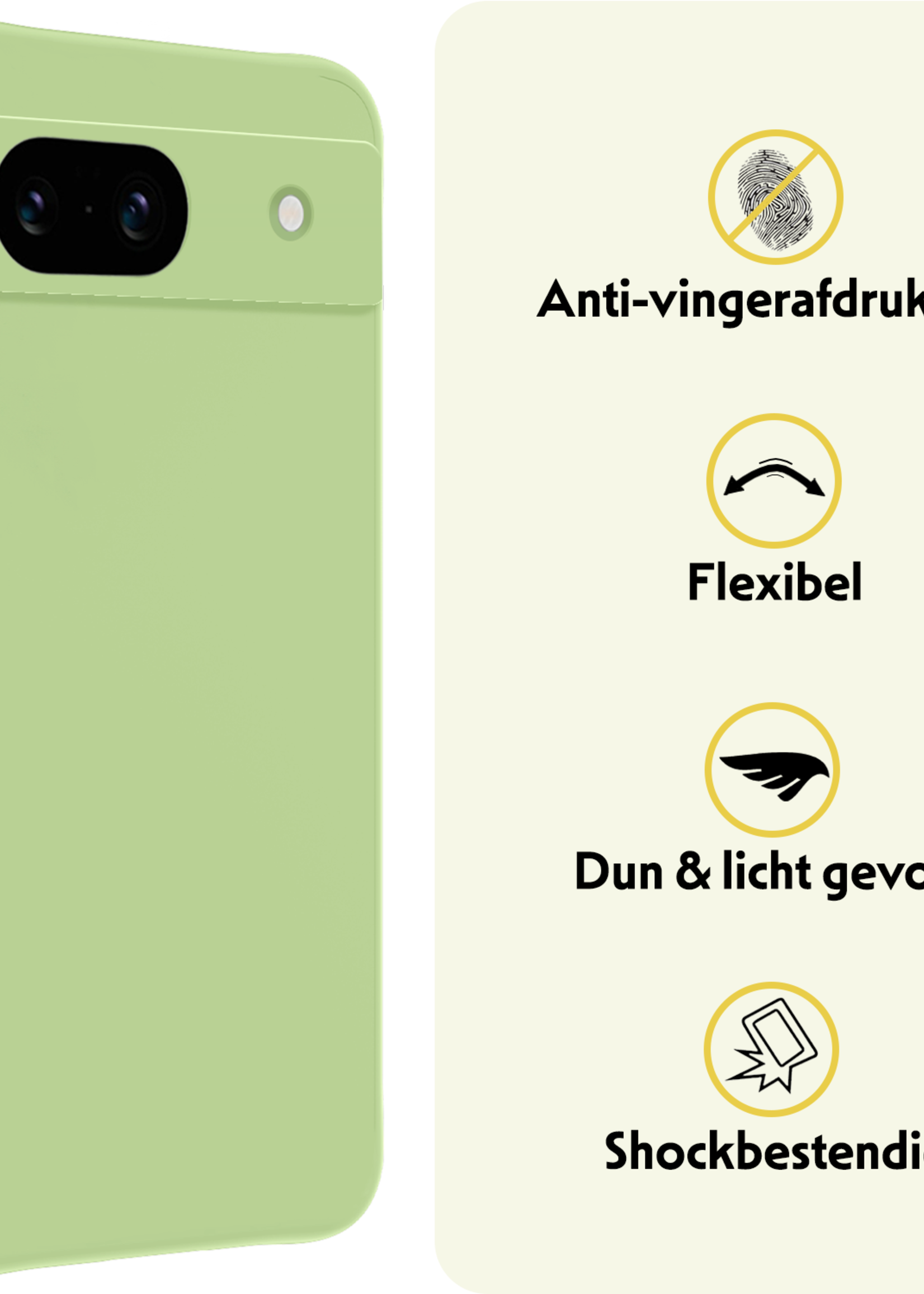LUQ Hoesje Geschikt voor Google Pixel 8a Hoesje Siliconen Case - Hoes Geschikt voor Google Pixel 8a Hoes Siliconen - Groen - 2 Stuks