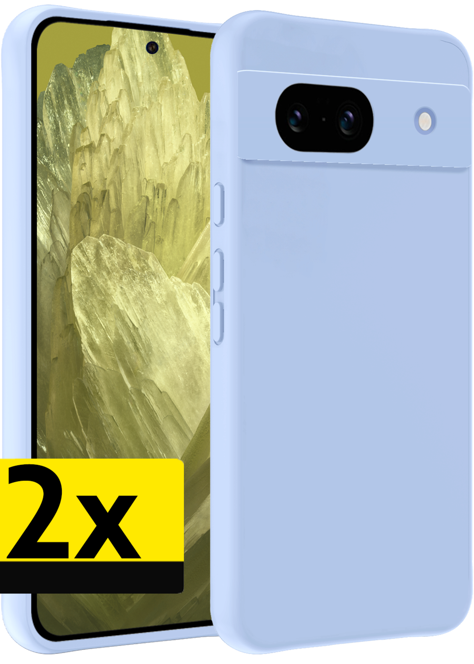 LUQ Hoesje Geschikt voor Google Pixel 8a Hoesje Siliconen Case - Hoes Geschikt voor Google Pixel 8a Hoes Siliconen - Lichtblauw - 2 Stuks