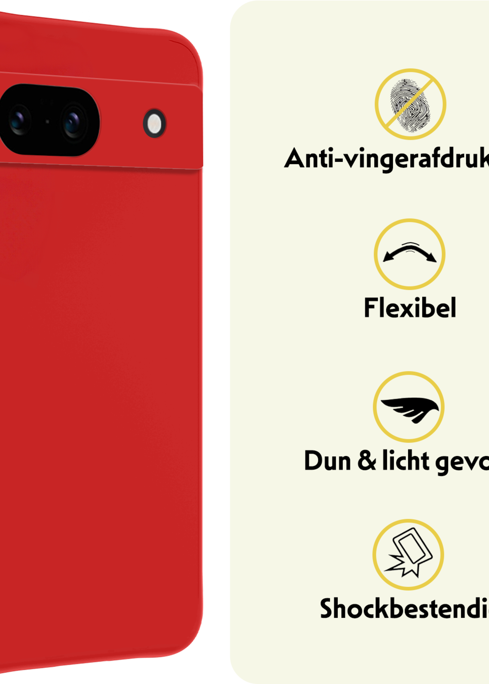 LUQ Hoesje Geschikt voor Google Pixel 8a Hoesje Siliconen Case - Hoes Geschikt voor Google Pixel 8a Hoes Siliconen - Rood - 2 Stuks