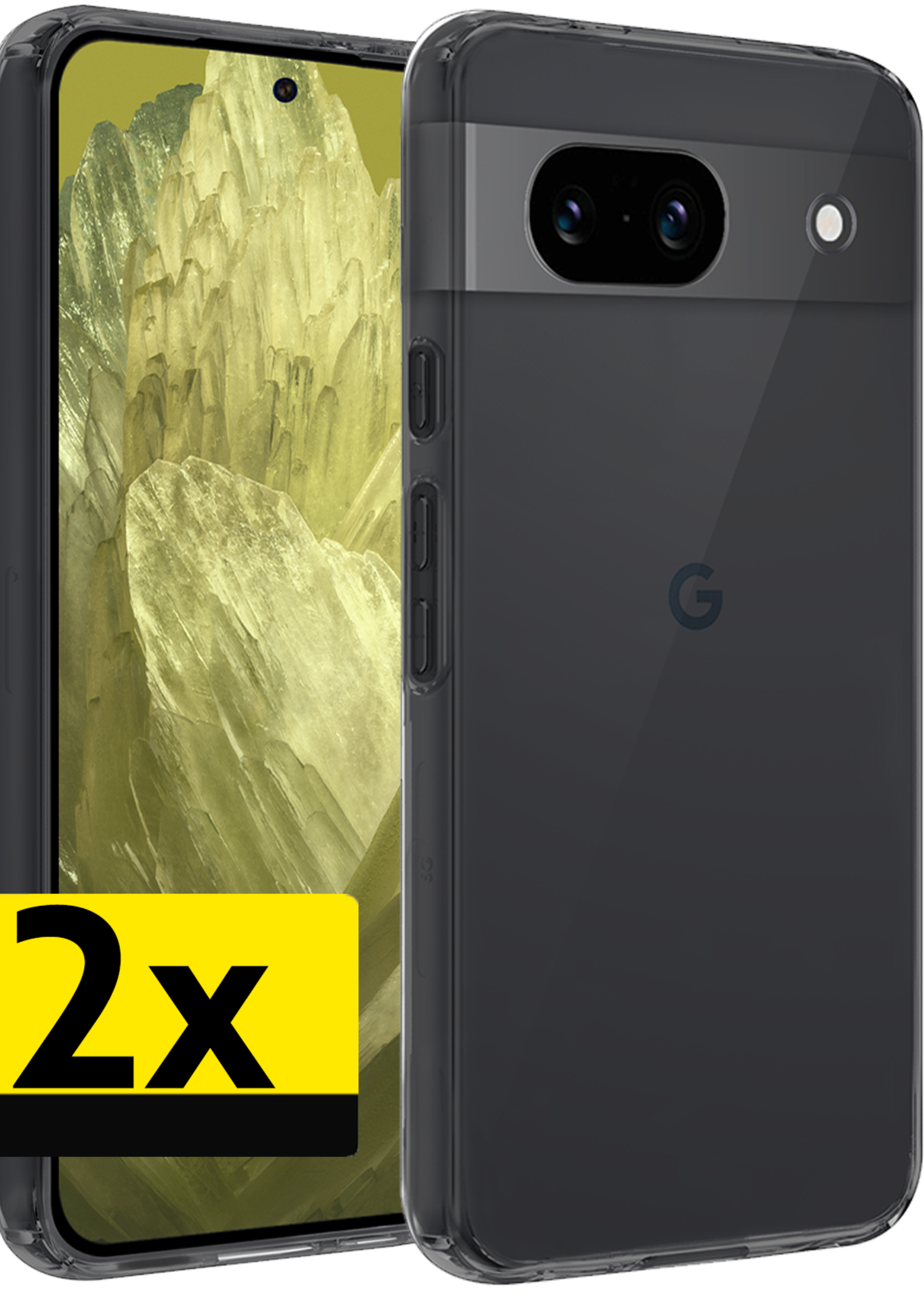 LUQ Hoesje Geschikt voor Google Pixel 8a Hoesje Siliconen Case - Hoes Geschikt voor Google Pixel 8a Hoes Siliconen - Transparant - 2 Stuks