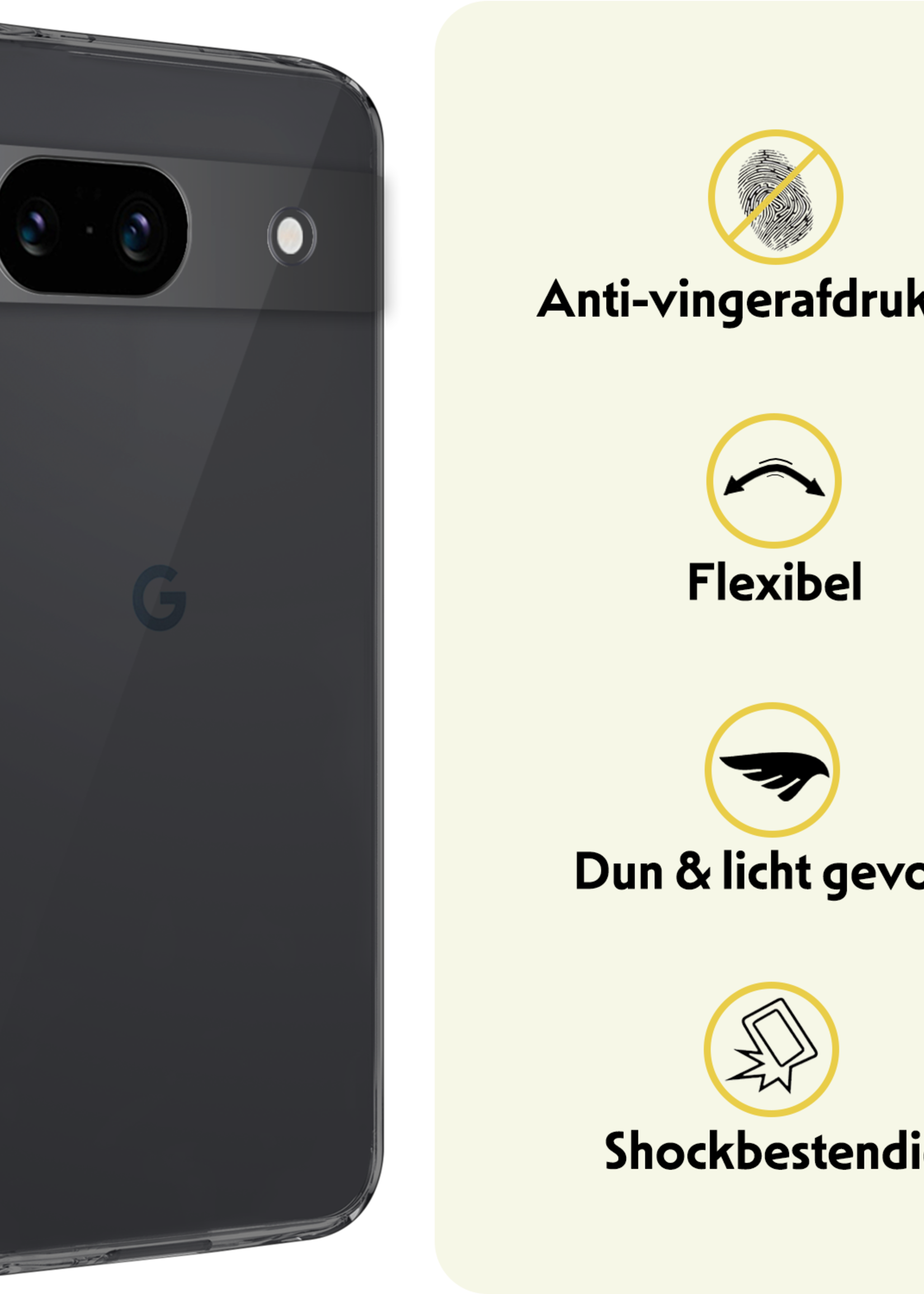 LUQ Hoesje Geschikt voor Google Pixel 8a Hoesje Siliconen Case - Hoes Geschikt voor Google Pixel 8a Hoes Siliconen - Transparant - 2 Stuks