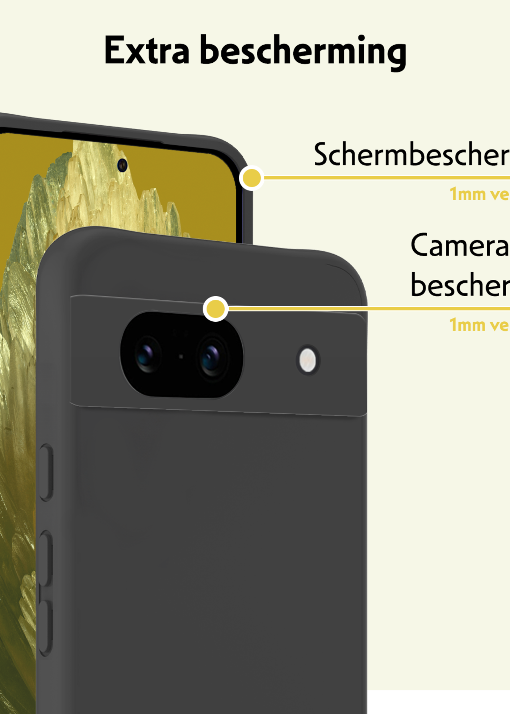 LUQ Hoesje Geschikt voor Google Pixel 8a Hoesje Siliconen Case - Hoes Geschikt voor Google Pixel 8a Hoes Siliconen - Zwart - 2 Stuks