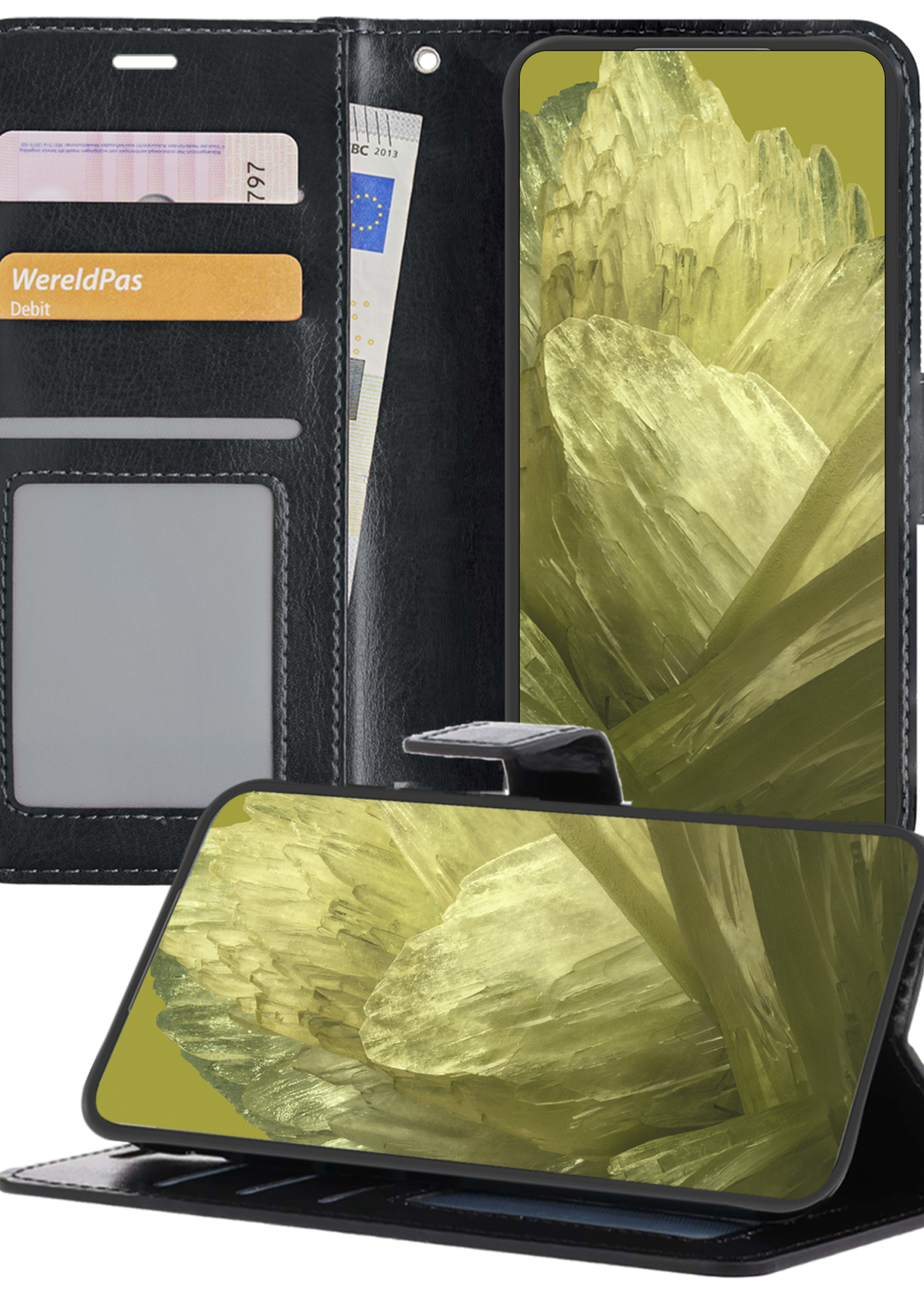 LUQ Hoesje Geschikt voor Google Pixel 8a Hoesje Book Case Hoes Wallet Cover - Hoes Geschikt voor Google Pixel 8a Hoesje Bookcase Hoes - Zwart