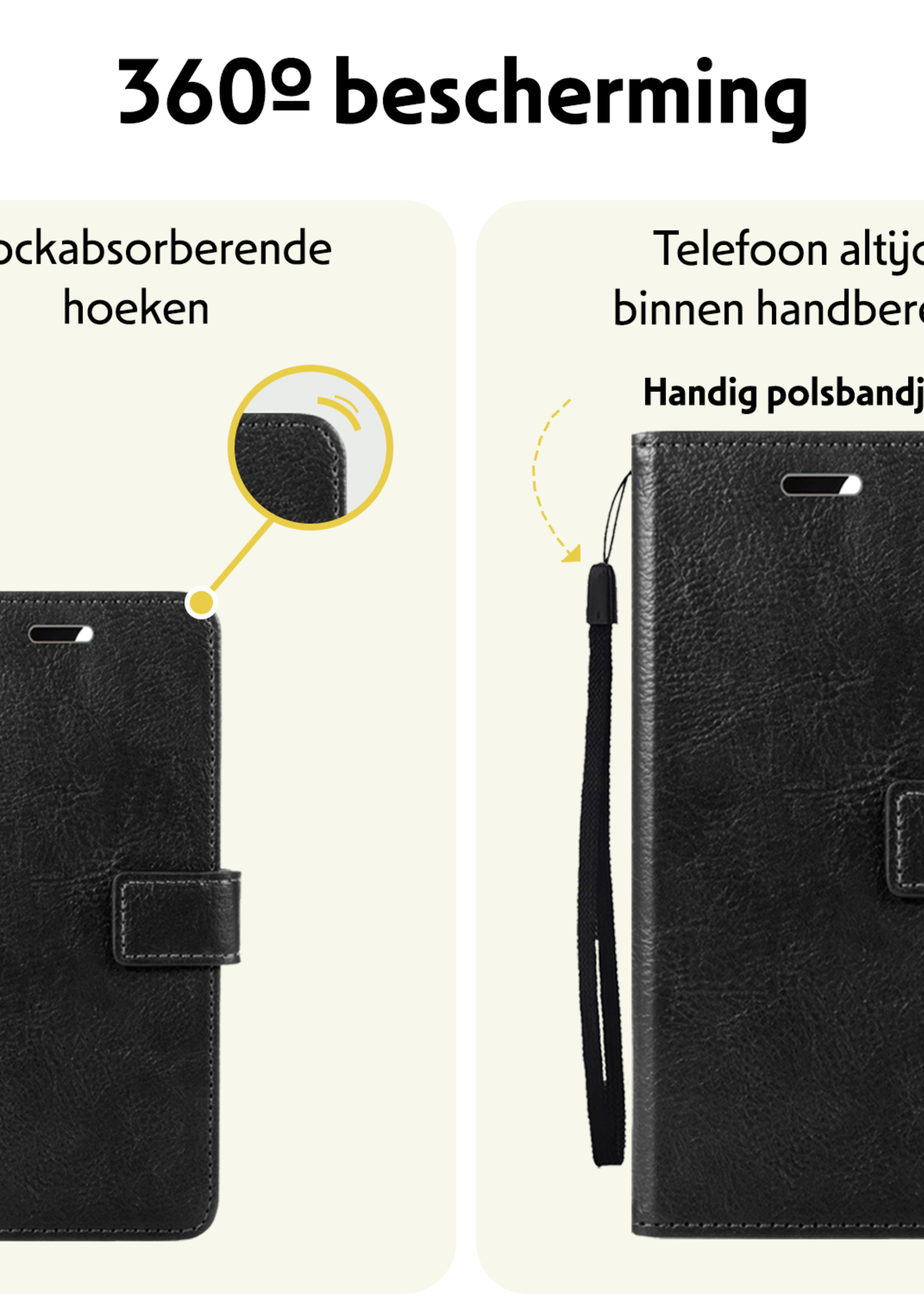 LUQ Hoesje Geschikt voor Google Pixel 8a Hoesje Book Case Hoes Wallet Cover - Hoes Geschikt voor Google Pixel 8a Hoesje Bookcase Hoes - Zwart