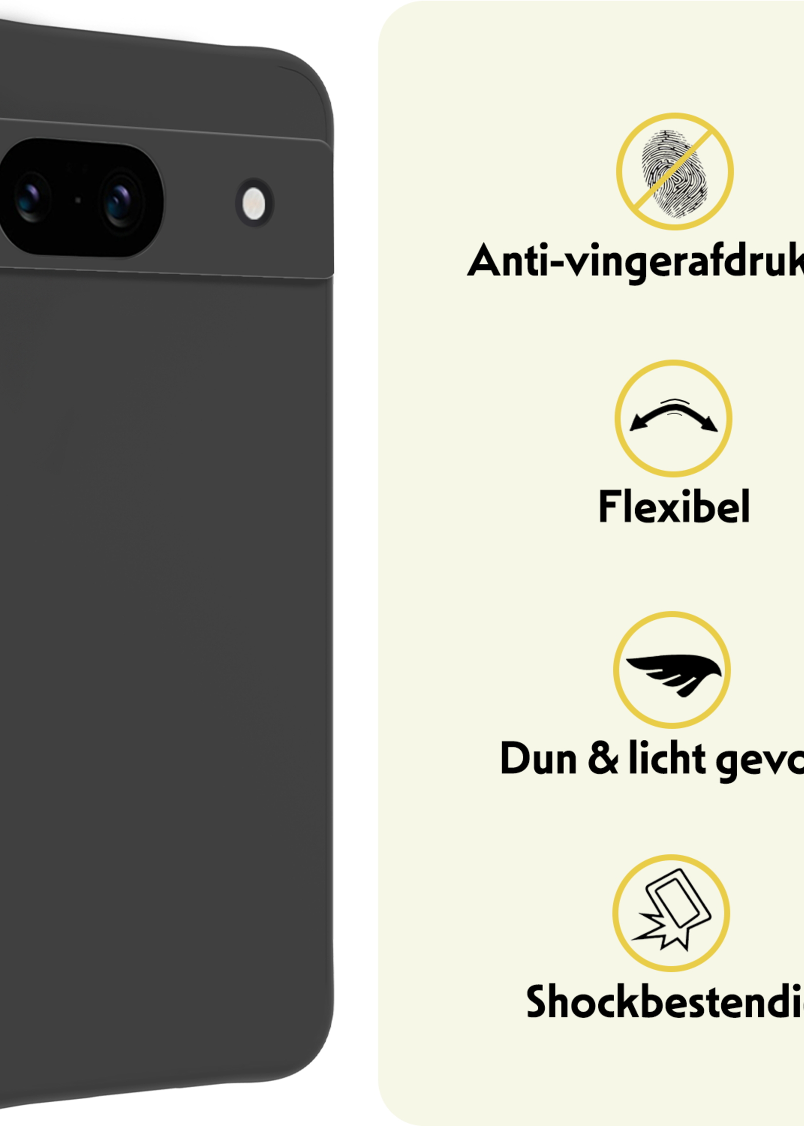 LUQ Hoesje Geschikt voor Google Pixel 8a Hoesje Siliconen Case Met Screenprotector - Hoes Geschikt voor Google Pixel 8a Hoes Siliconen - Zwart