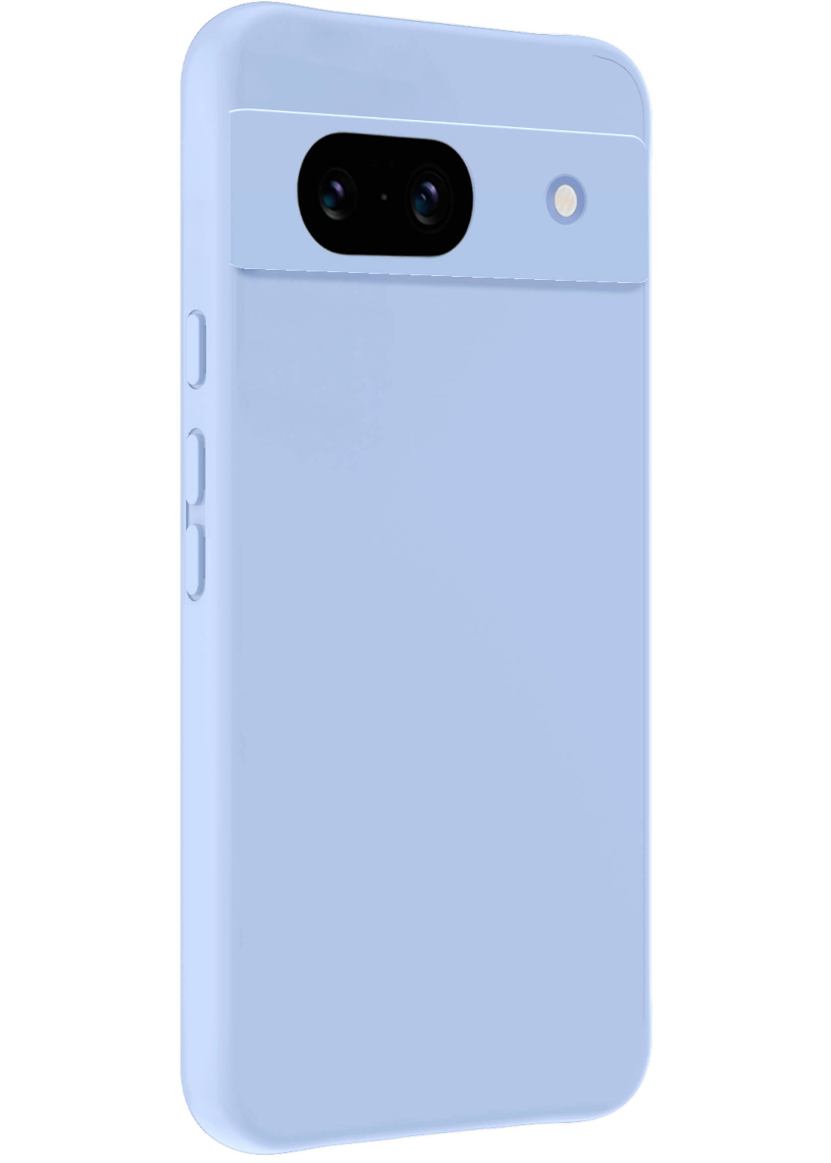 LUQ Hoesje Geschikt voor Google Pixel 8a Hoesje Siliconen Case Met 2x Screenprotector - Hoes Geschikt voor Google Pixel 8a Hoes Siliconen - Lichtblauw