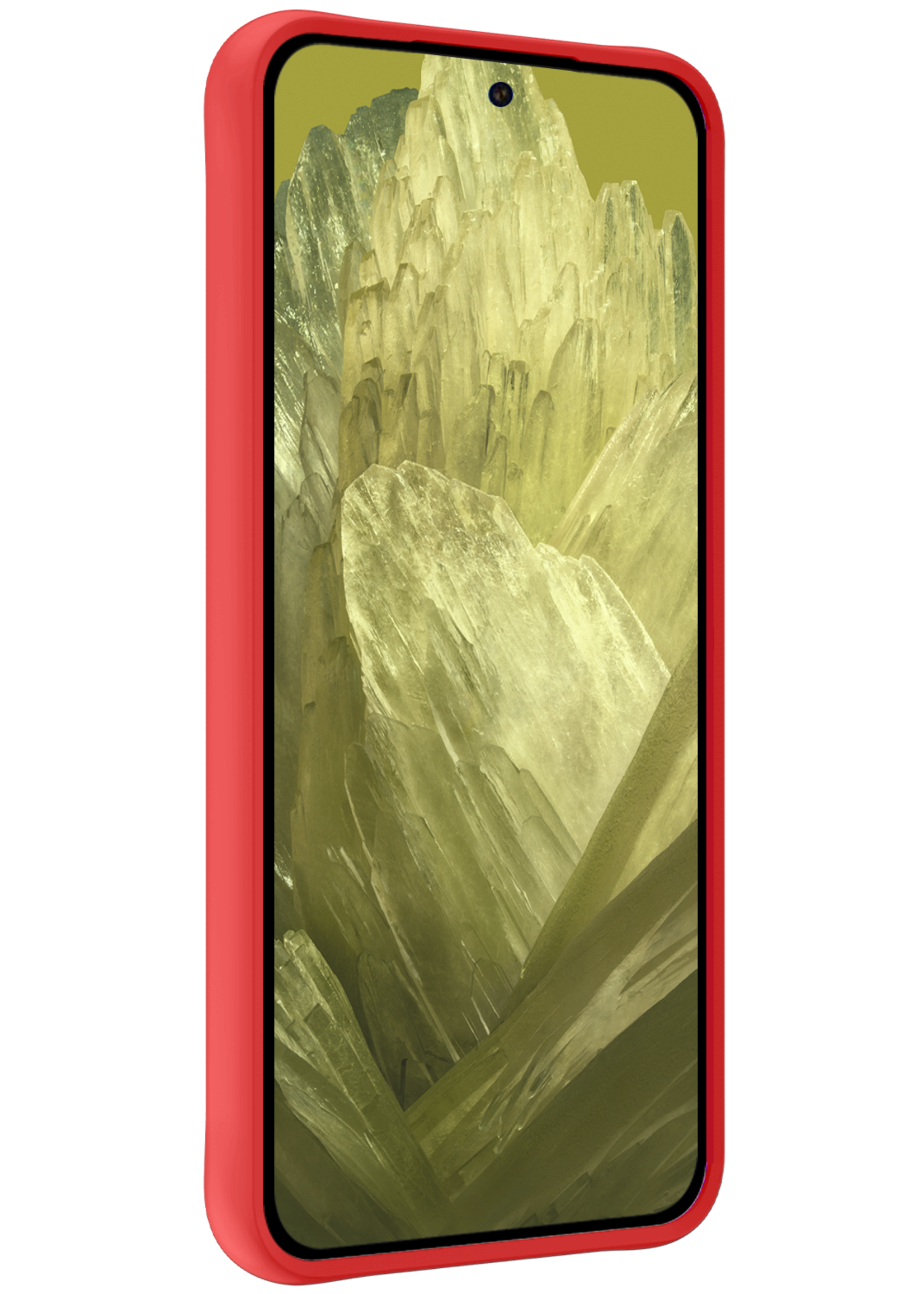 LUQ Hoesje Geschikt voor Google Pixel 8a Hoesje Siliconen Case Met 2x Screenprotector - Hoes Geschikt voor Google Pixel 8a Hoes Siliconen - Rood