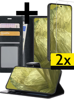 LUQ LUQ Google Pixel 8a Hoesje Bookcase Met 2x Screenprotector - Zwart