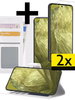 LUQ LUQ Google Pixel 8a Hoesje Bookcase Met 2x Screenprotector - Wit