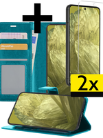 LUQ LUQ Google Pixel 8a Hoesje Bookcase Met 2x Screenprotector - Turquoise