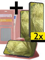 LUQ LUQ Google Pixel 8a Hoesje Bookcase Met 2x Screenprotector - Rose Goud