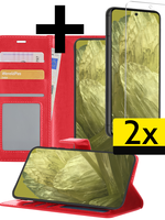 LUQ LUQ Google Pixel 8a Hoesje Bookcase Met 2x Screenprotector - Rood