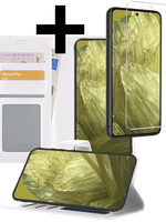 LUQ LUQ Google Pixel 8a Hoesje Bookcase Met Screenprotector - Wit