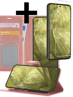 LUQ LUQ Google Pixel 8a Hoesje Bookcase Met Screenprotector - Rose Goud