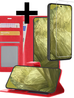 LUQ LUQ Google Pixel 8a Hoesje Bookcase Met Screenprotector - Rood