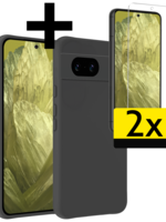 LUQ LUQ Google Pixel 8a Hoesje Siliconen Met 2x Screenprotector - Zwart