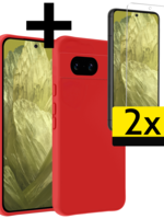LUQ LUQ Google Pixel 8a Hoesje Siliconen Met 2x Screenprotector - Rood