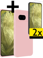 LUQ LUQ Google Pixel 8a Hoesje Siliconen Met 2x Screenprotector - Lichtroze