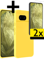 LUQ LUQ Google Pixel 8a Hoesje Siliconen Met 2x Screenprotector - Geel