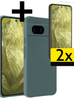 LUQ LUQ Google Pixel 8a Hoesje Siliconen Met 2x Screenprotector - Donkergroen
