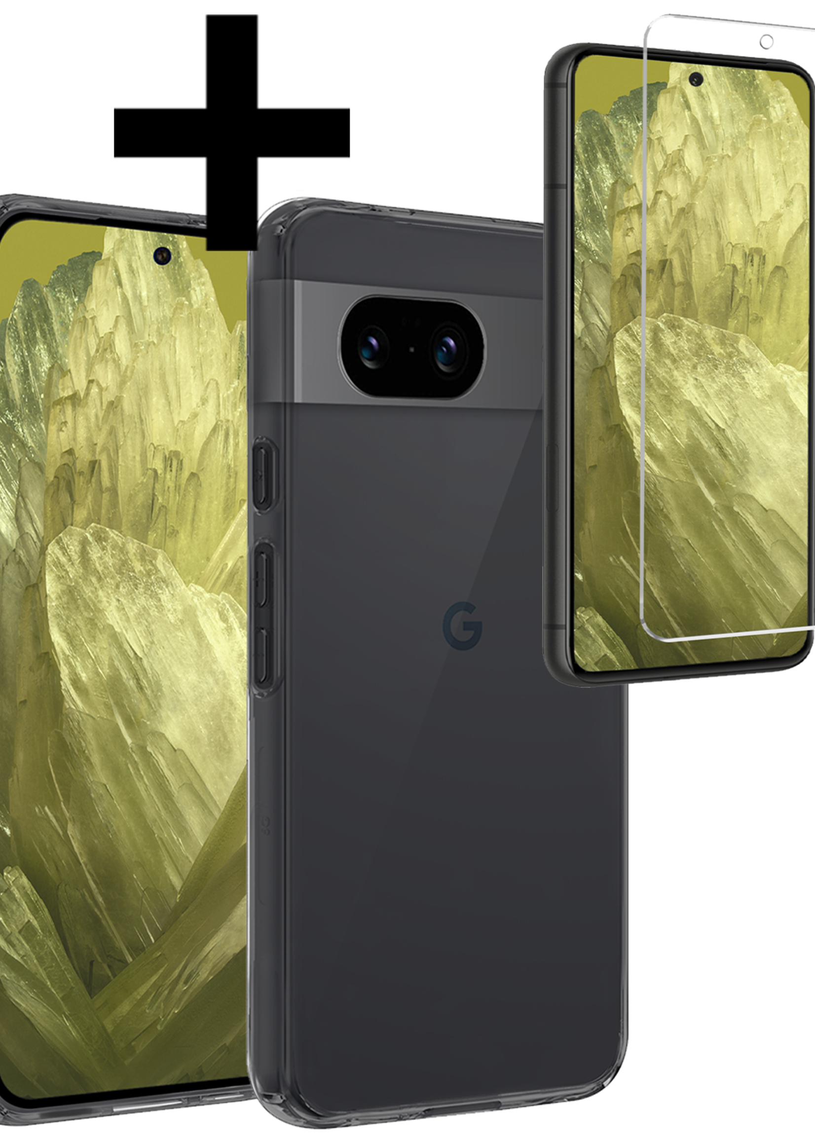 LUQ Hoesje Geschikt voor Google Pixel 8a Hoesje Siliconen Case Met Screenprotector - Hoes Geschikt voor Google Pixel 8a Hoes Siliconen - Transparant