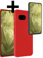 LUQ LUQ Google Pixel 8a Hoesje Siliconen Met Screenprotector - Rood