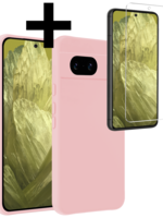 LUQ LUQ Google Pixel 8a Hoesje Siliconen Met Screenprotector - Lichtroze