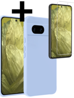 LUQ LUQ Google Pixel 8a Hoesje Siliconen Met Screenprotector - Lichtblauw