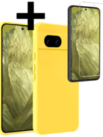 LUQ LUQ Google Pixel 8a Hoesje Siliconen Met Screenprotector - Geel