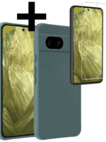 LUQ LUQ Google Pixel 8a Hoesje Siliconen Met Screenprotector - Donkergroen