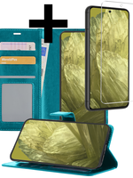LUQ LUQ Google Pixel 8a Hoesje Bookcase Met Screenprotector - Turquoise