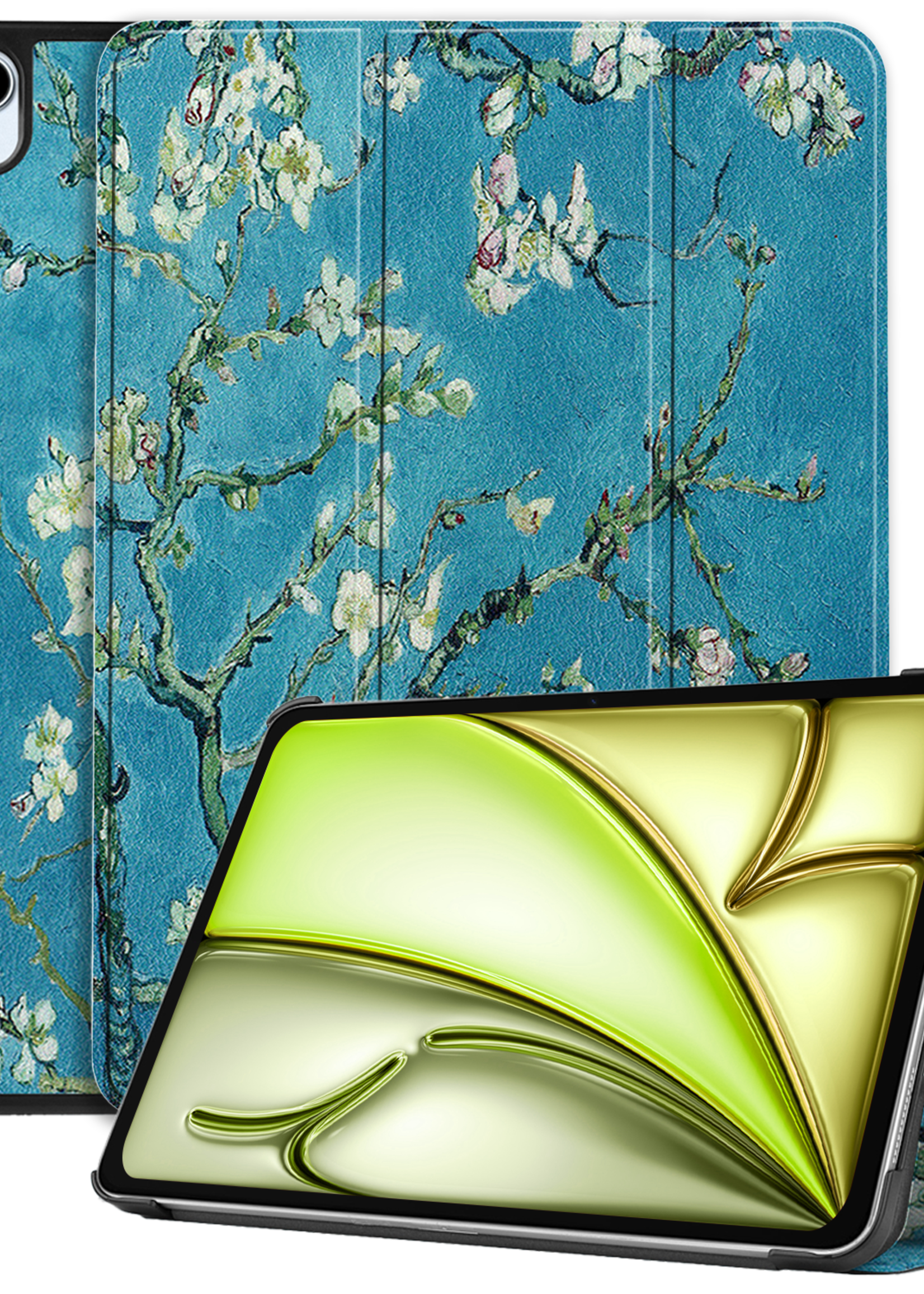 LUQ Hoes Geschikt voor iPad Air 6 (11 inch) Hoes Luxe Hoesje Book Case - Hoesje Geschikt voor iPad Air 2024 (11 inch) Hoes Cover - Bloesem