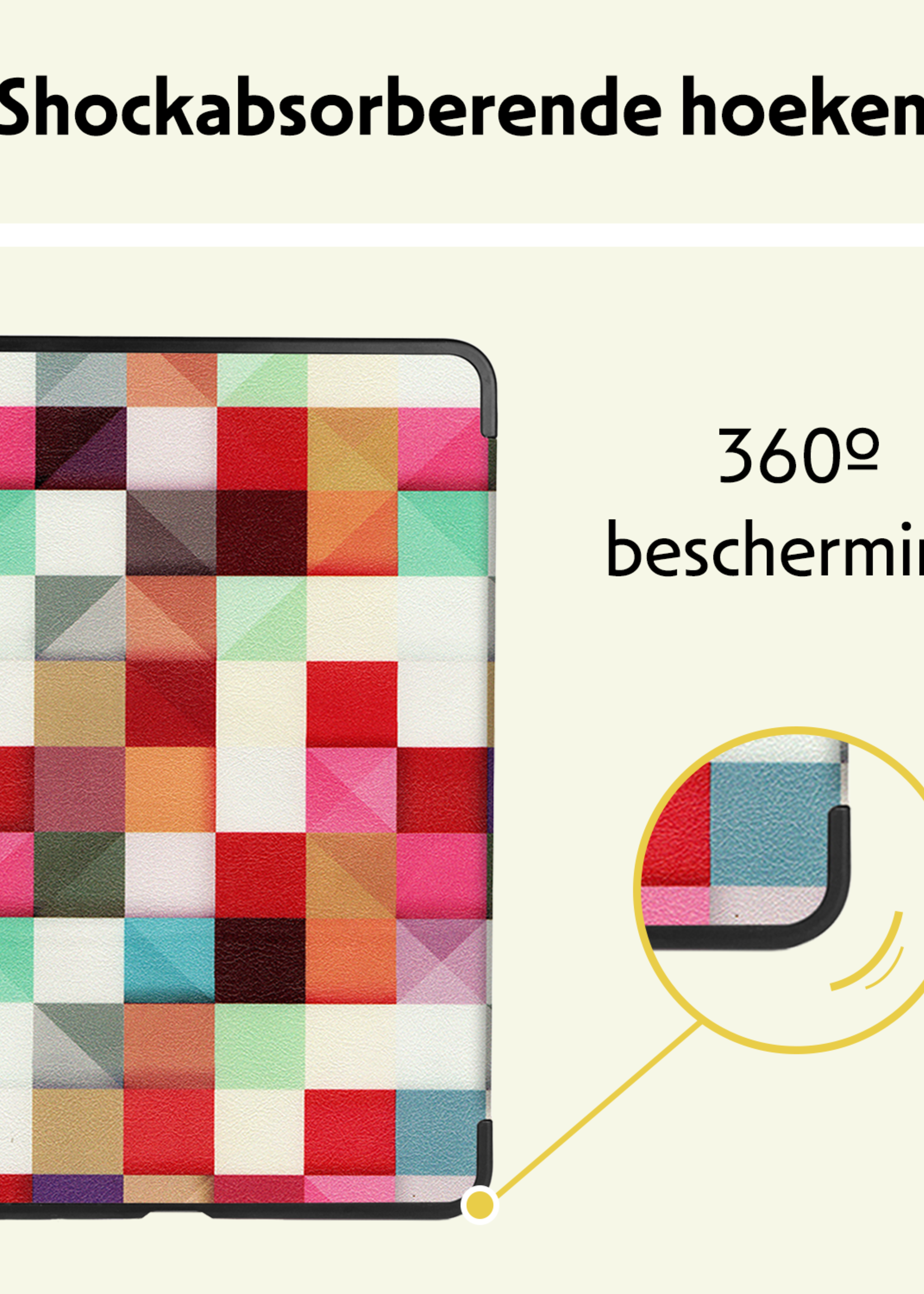 LUQ Hoes Geschikt voor iPad Air 6 (11 inch) Hoes Luxe Hoesje Book Case - Hoesje Geschikt voor iPad Air 2024 (11 inch) Hoes Cover - Blokken