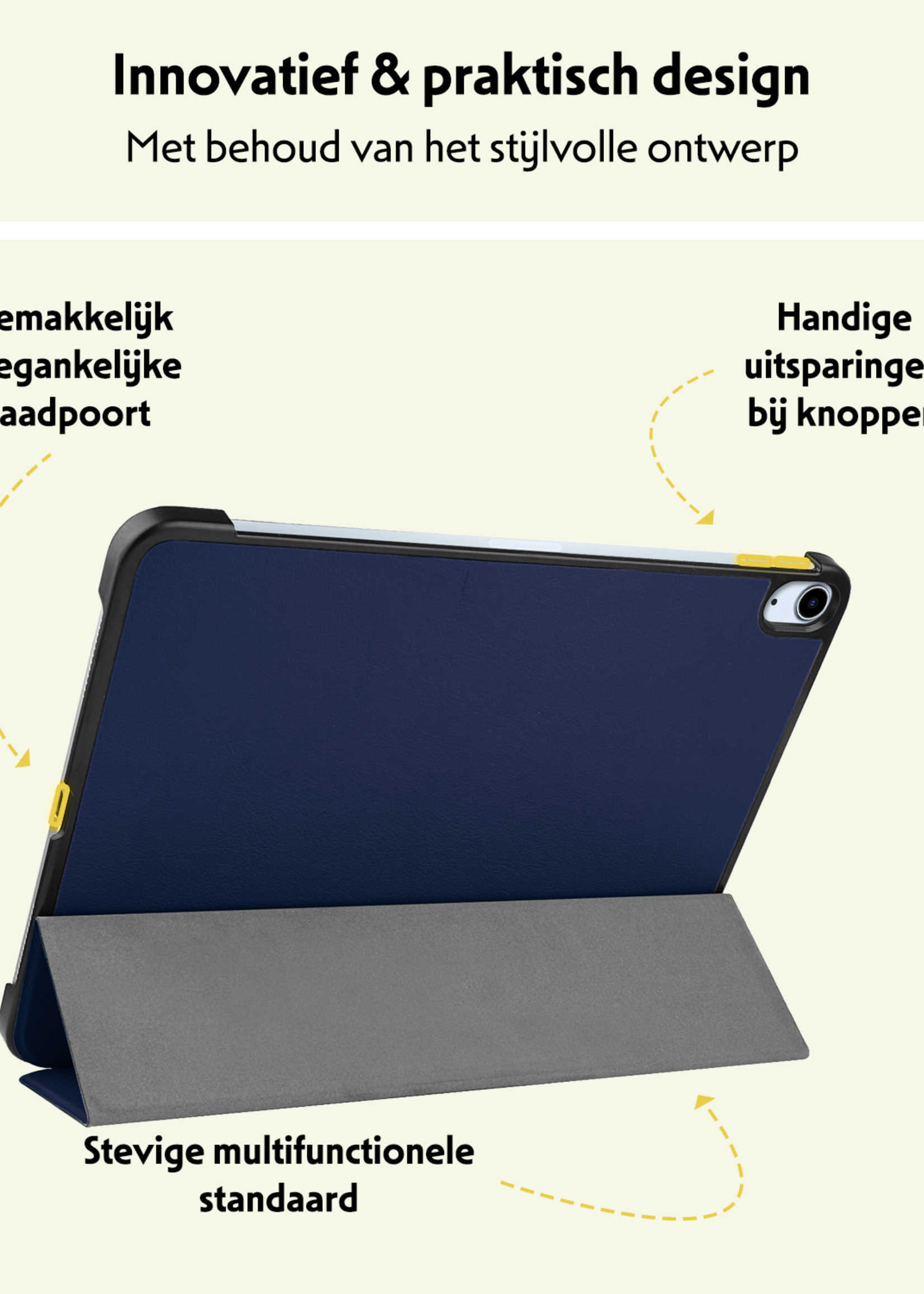 LUQ Hoes Geschikt voor iPad Air 6 (11 inch) Hoes Luxe Hoesje Book Case - Hoesje Geschikt voor iPad Air 2024 (11 inch) Hoes Cover - Donkerblauw