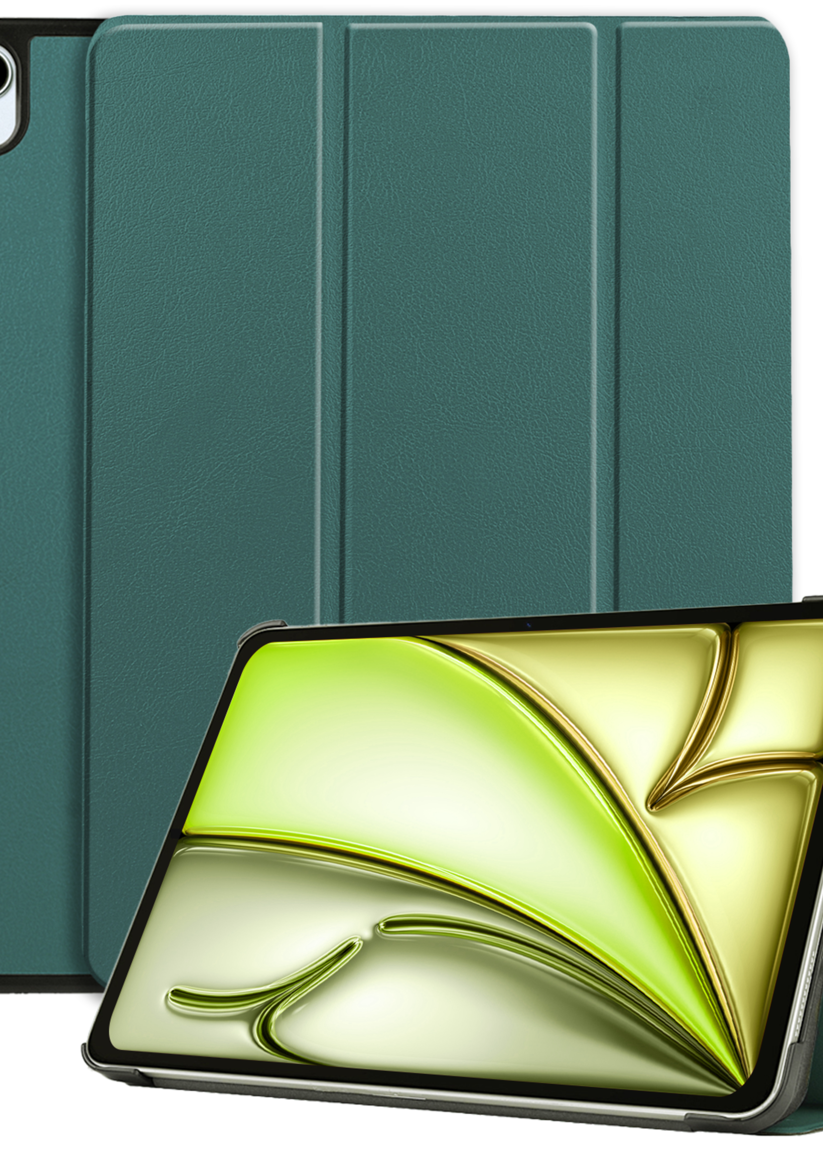 LUQ Hoes Geschikt voor iPad Air 6 (11 inch) Hoes Luxe Hoesje Book Case - Hoesje Geschikt voor iPad Air 2024 (11 inch) Hoes Cover - Donkergroen